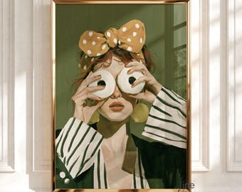 Arte peculiar de la mujer de la dona, lámina de arte pop caprichosa