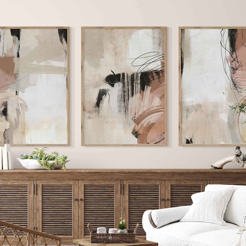 Abstract Wall Art Neutral Tones Modern Abstract Gallery Wall Etsy