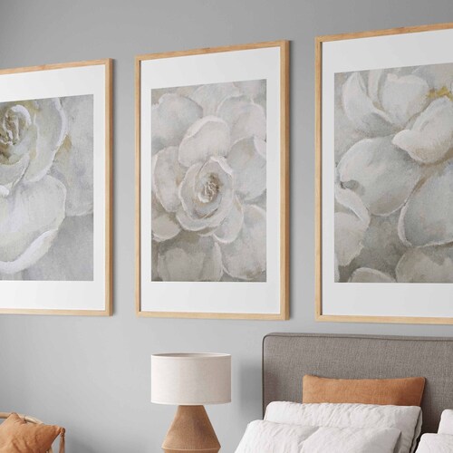 White Magnolia Wall Art Print. Set of 3 Printable White Etsy
