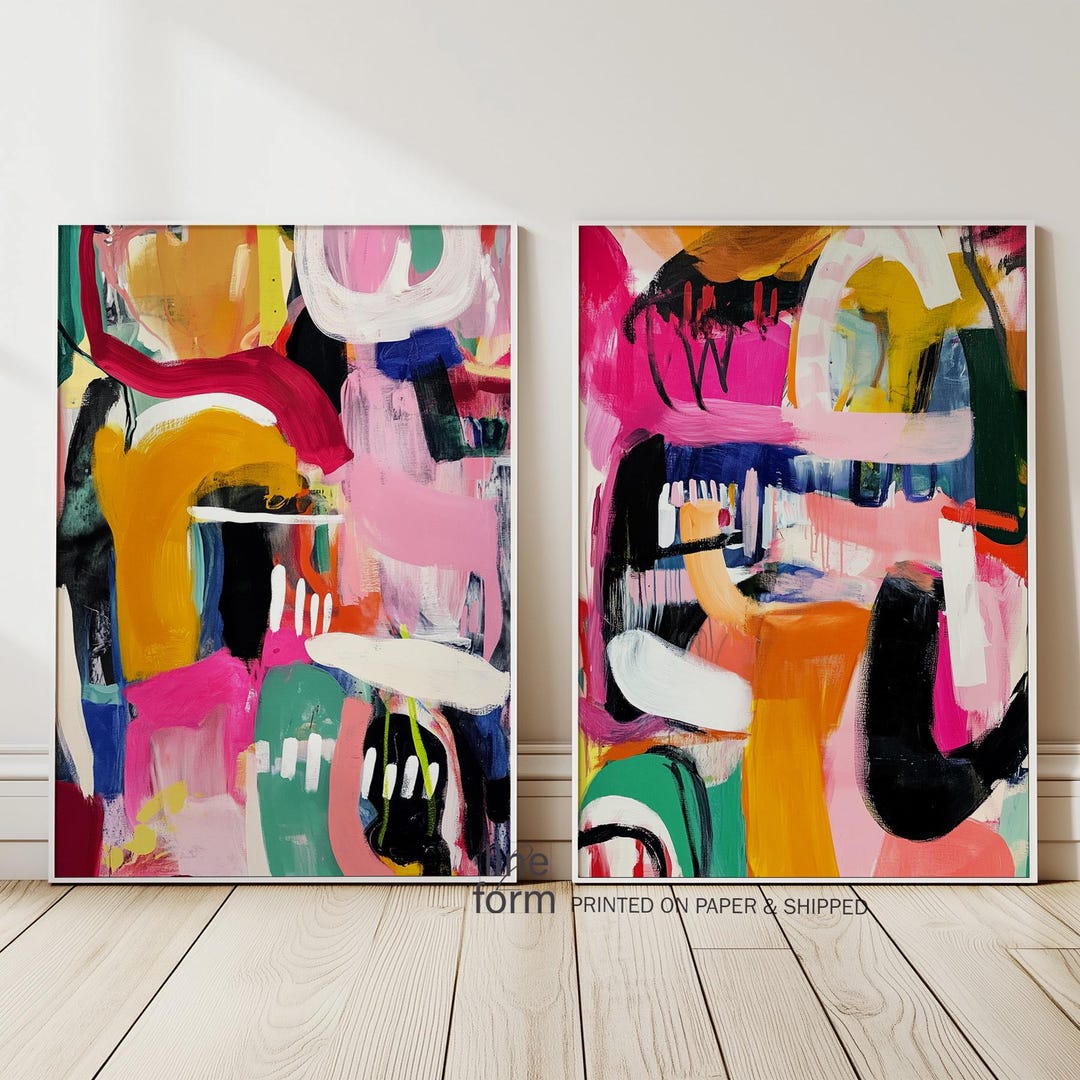 Abstract Wall Art Print Set of 2: Bold Modern Painting - Etsy