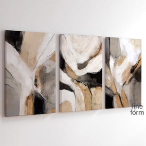 Beige Gray Abstract Art Print Set of 3: Modern Nordic Decor (Digital Download)