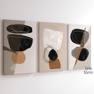 Abstract Earth Tones Art Prints: Nordic Minimalist Set of 3 (Digital Download)