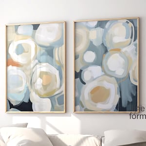 Light Blue Abstract Art Prints Set of 2: Modern Home Decor Set
