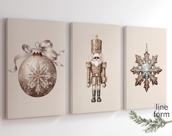 Nordic Christmas Set of 3 Prints, Christmas Ornaments, Neutral Christmas Art Large Christmas Downloadable Christmas Print Xmas Printable Art