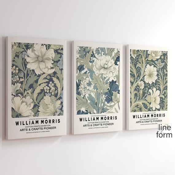 William Morris Sage Green Art Nouveau Poster Set of 3 (Digital Download)