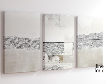 Textured Abstract Art Print Set of 3: Greige Nordic Wall Decor (Digital Download)