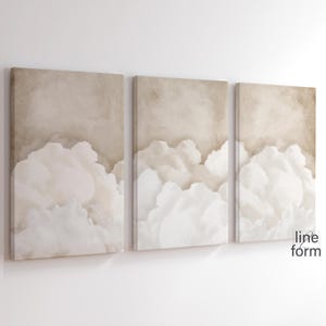 Cloud Wall Art Set of 3 Beige Cloud Prints Aesthetic Decor Above Bed Decor Bedroom Decor Cloud Poster Beige Abstract Art Sky Wall Art