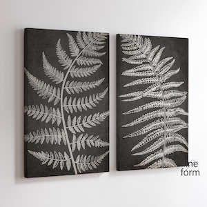 Neutral Fern Botanical Print Set of 2: Beige Gray Boho Wall Art (Digital Download)
