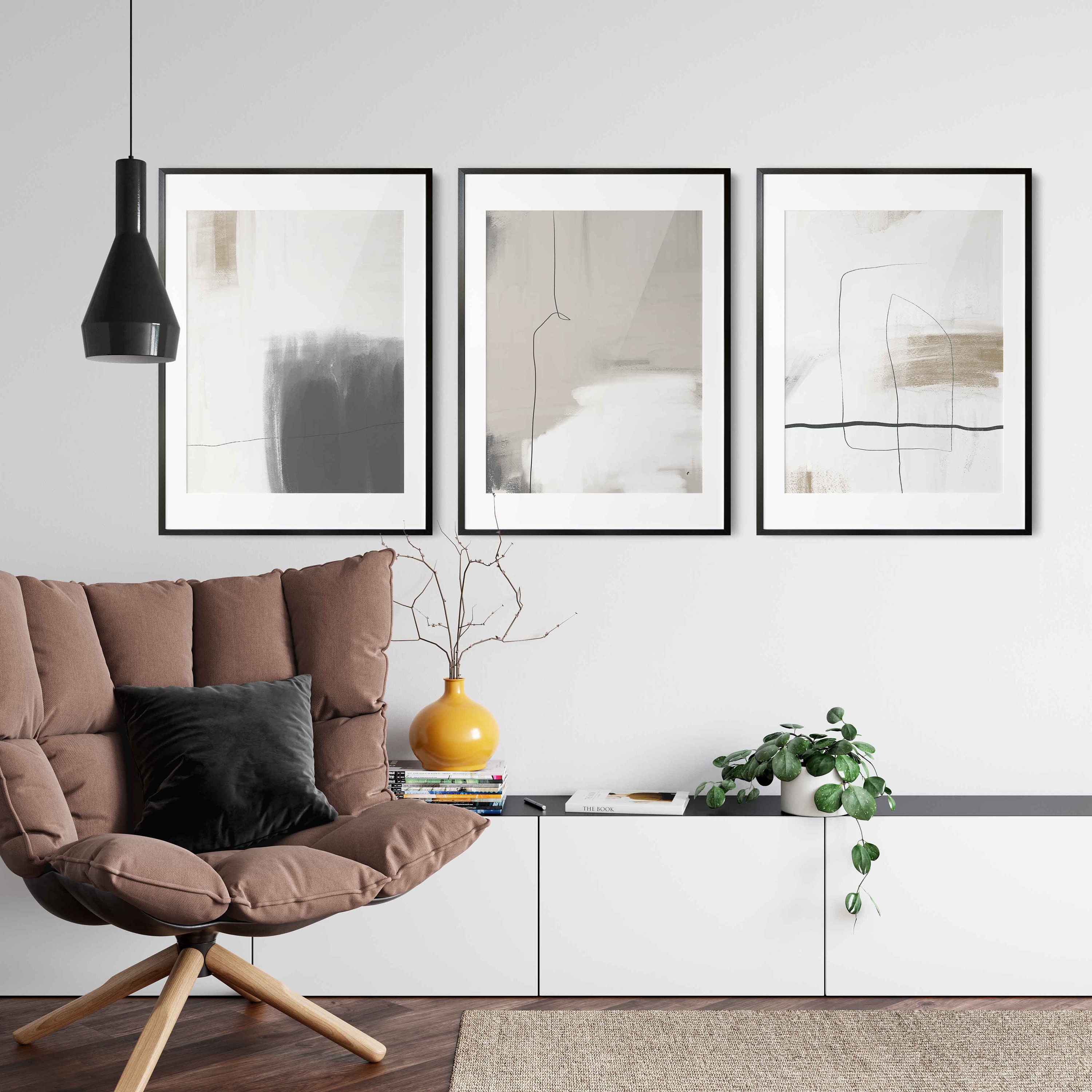 Modern Simple Neutral Gallery Wall Art Set of 3 Pastel Nordic - Etsy ...