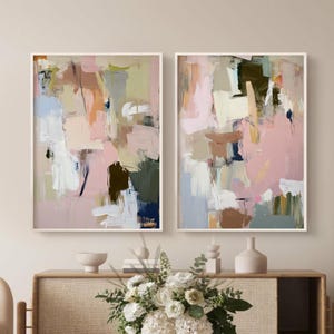 Pink Abstract Painting Print Set: Modern Minimalist Wall Art - Etsy