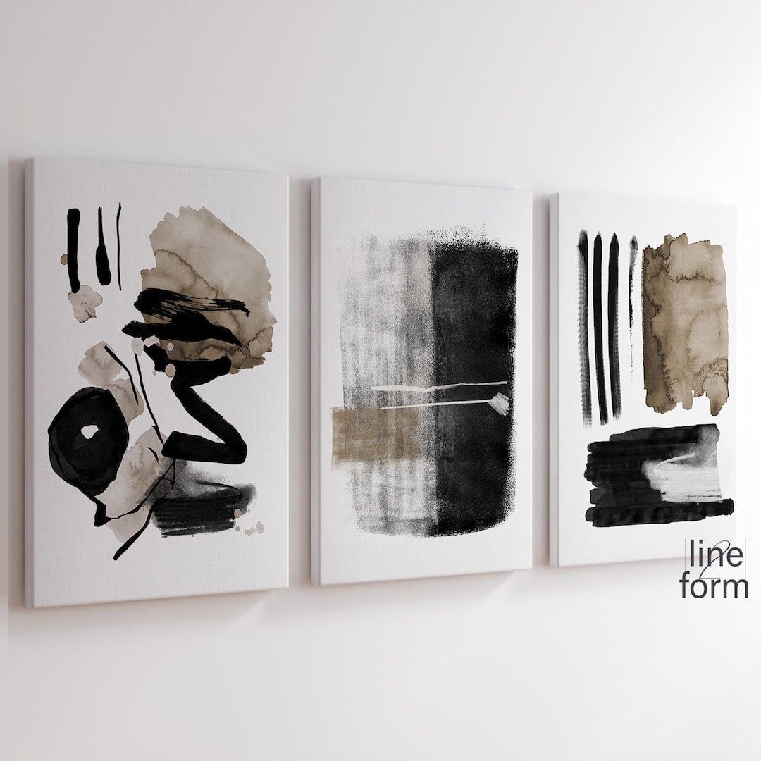 Abstract Nordic Art Prints: Neutral Watercolor Gallery Wall Set of 3 ...