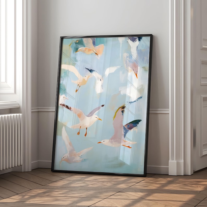 Seagull Wall Art Print Set of 2: Hamptons Style Flying Birds - Etsy