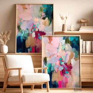 Multicolor Abstrakte Wandkunst 2er-Set: Lebendige Bunte Drucke
