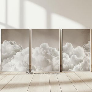 Set di 3 stampe da parete con nuvole, stampe di nuvole sognanti, stampe di nuvole malinconiche, stampe astratte, stampe di nuvole sopra il letto, stampe da parete con cielo