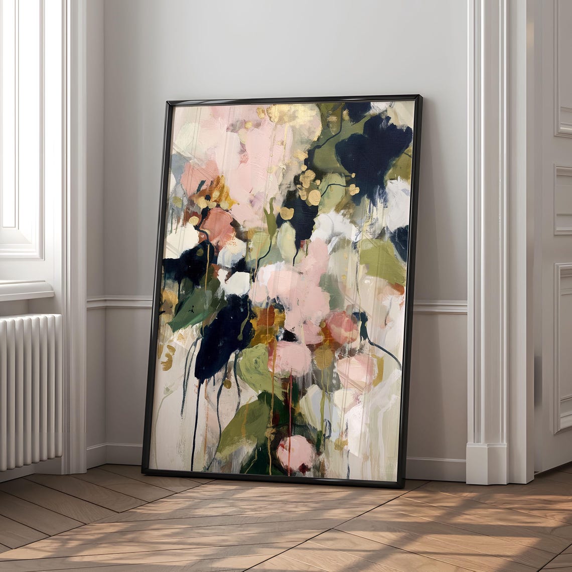 Abstract Floral Wall Art Set of 2: Blush Pink & Green Prints - Etsy