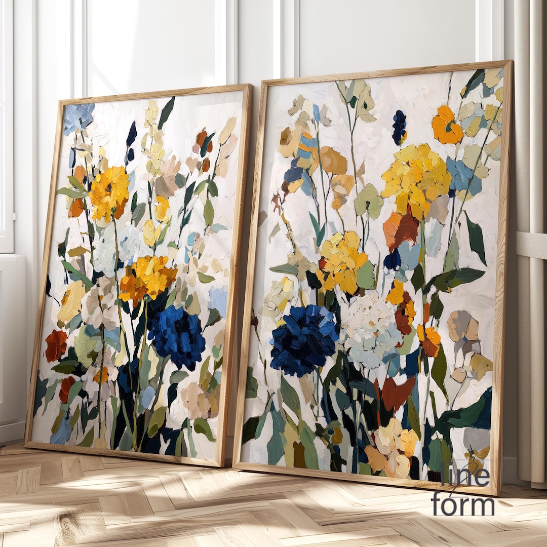 Abstract Floral Print Set of 2: Colorful Modern Art (unframed) - Etsy