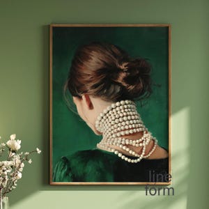 Emerald Green Abstract Female Art, Woman Back View Art, Feminine Wall Print, Female Abstract Art, Female Portrait Art, Eclectic Print
