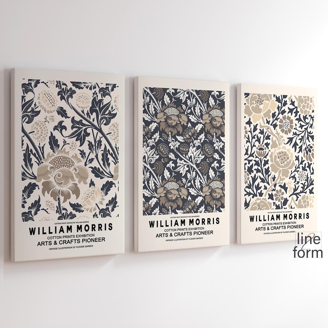William Morris Print Set of 3: Beige Botanical Art Nouveau Posters ...