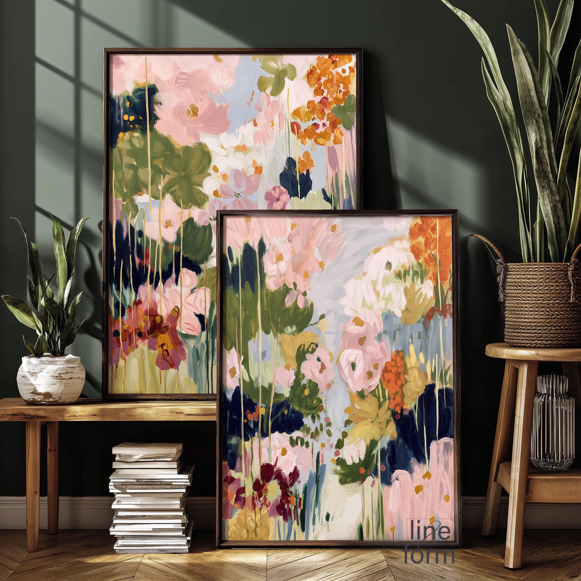 Abstract Floral Wall Art Set of 2: Colorful Modern Prints (unframed) - Etsy