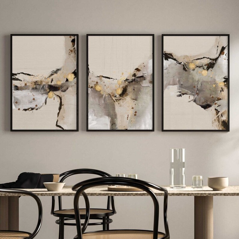 Beige Abstract Art Print Set: Modern Scandinavian Wall Decor (digital ...