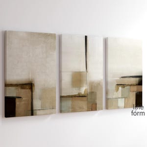 Neutral Abstract Art Print Set of 3: Modern Nordic Gallery Wall (Digital Download)