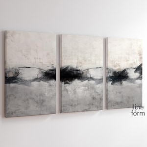 Neutral Beige Graue Abstrakte Landschaft Galerie Wandkunst 3er Set Neutrale nordische Drucke einfache abstrakte Kunst moderne minimalistische abstrakte Kunst