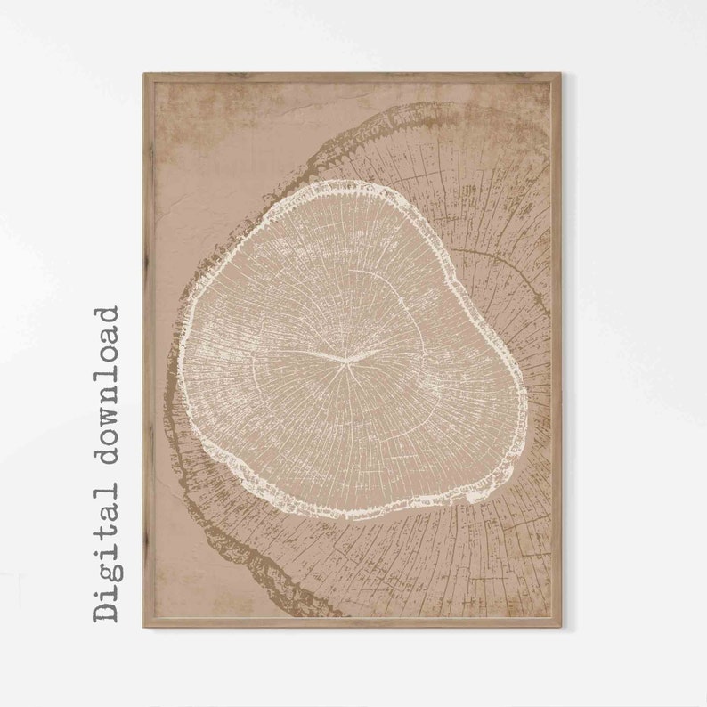 Beige Tree Ring Prints Set of 3 Nordic Prints Tree Stump Prints Tree Ring Art Abstract art print Modern Neutral Abstract Tree Rings Wall Art image 6