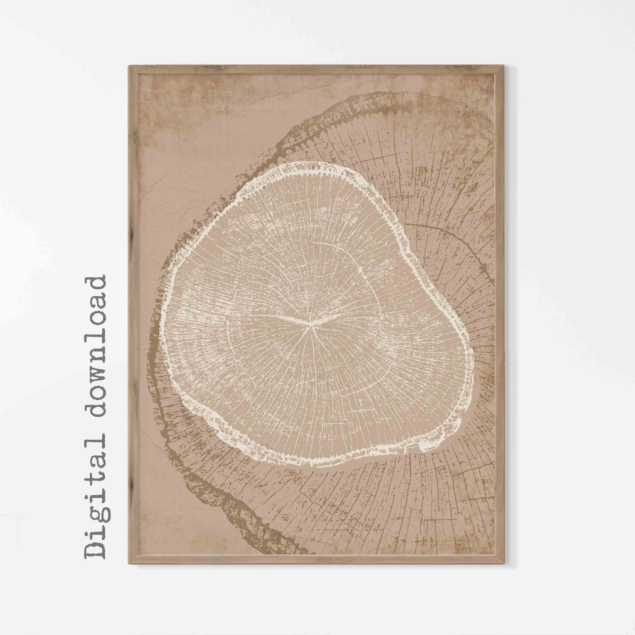 Buy Tree Ring Printable Wall Art, Black and White Tree Stump Instant Digital  Print Download, Wood Slice Prints, Modern Farmhouse Art Online in India -  Etsy