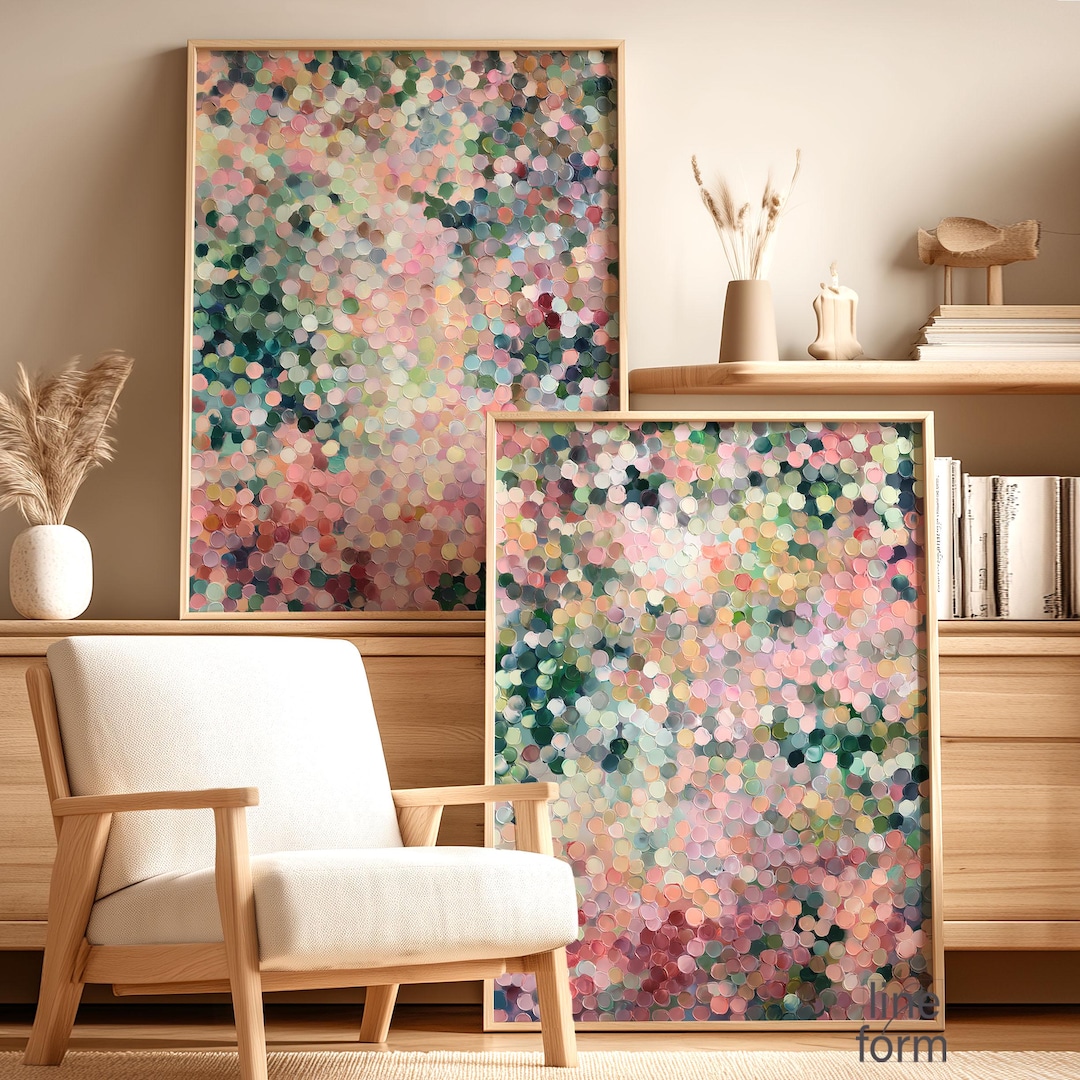 Colorful Abstract Wall Art Set of 2: Modern Multicolor Dotted Prints - Etsy