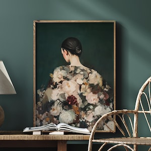 Arte astratta femminile verde smeraldo, arte astratta di persone, arte murale di figure, pittura astratta femminile, arte figurativa, stampe eclettiche astratte