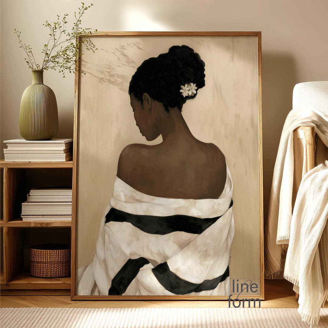 Black Woman Portrait Wall Art: Modern Minimalist Woman Print - Etsy