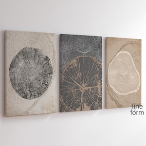 Beige Tree Ring Prints Set of 3 Nordic Prints Tree Stump Prints Tree Ring Art Abstract art print Modern Neutral Abstract Tree Rings Wall Art