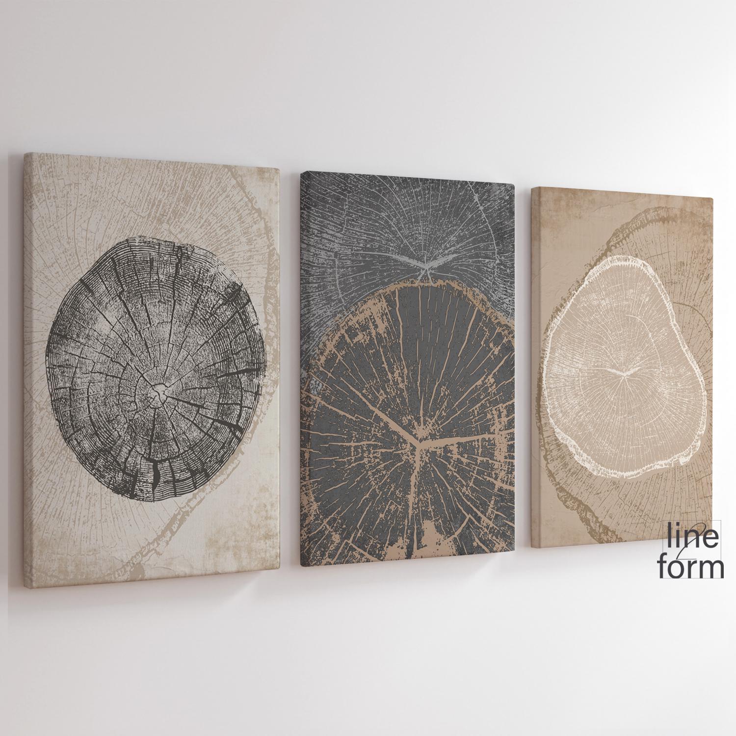 Tree Ring Prints Set of 3: Nordic Abstract Art (Digital Download)