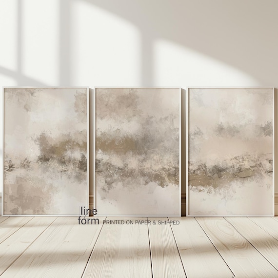 Neutral Abstract Print Set: Beige Nordic Wall Art