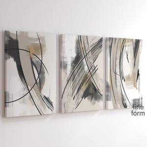 Neutral Abstract Art Set: Modern Brush Strokes (Digital Download)