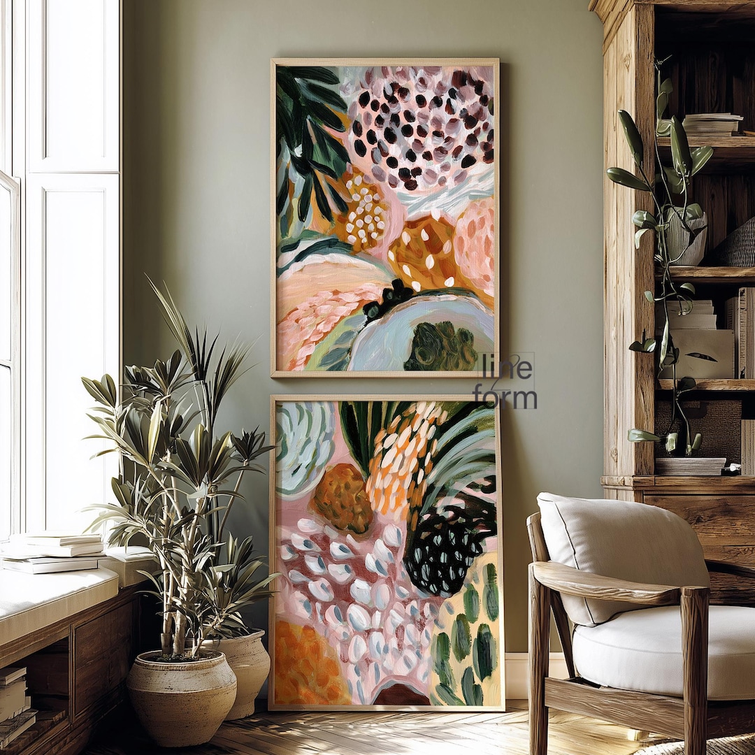 Abstract Botanical Print Set of 2: Earth Tone Modern Art (unframed) - Etsy