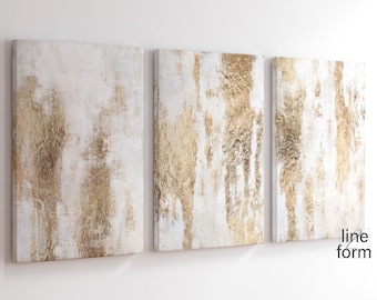 Gold Foil Abstract Art Prints: Nordic Modern Set of 3 (Digital Download)