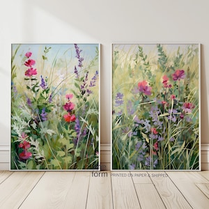 Wildflower Meadow Art Print Set: Summer Floral Oil Painting