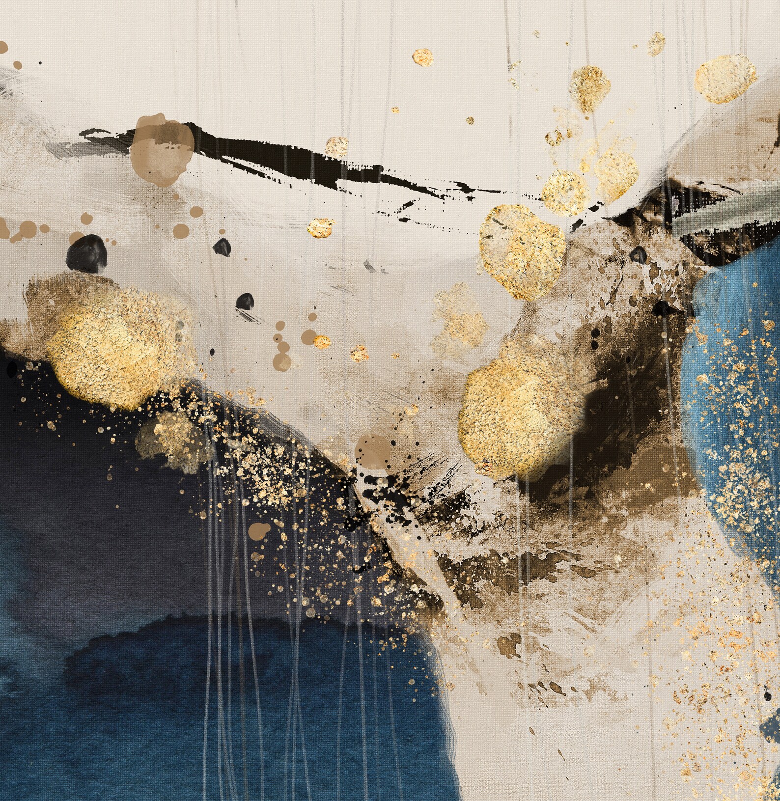 Navy Blue Abstract Wall Art Set of 3 Prints Downloadable Navy Etsy