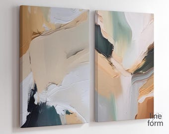 Beige Green Abstract Art Prints: Modern Neutral Decor (Digital Download)