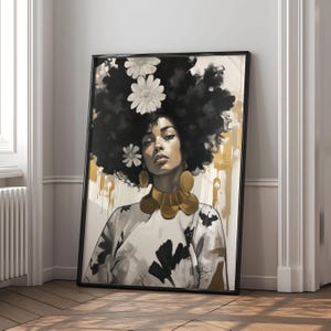 Black Woman Art Print: African American Lady, Neutral Decor (Digital Download)