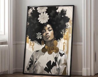 Schwarze Frau Art Print: African American Lady, Neutral Dekor (Digitaler Download)