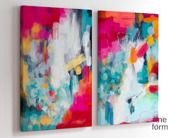 Colorful Abstract Art Prints Set of 2: Modern Wall Decor (Digital Download)