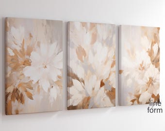 Conjunto de estampado floral beige: Arte mural botánico neutro (descarga digital)