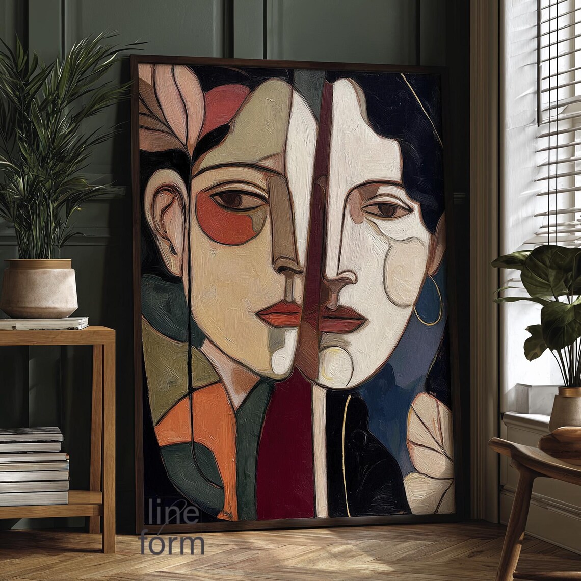 Minimalist Abstract Face Art Print: Modern Female Oil Painting - Etsy