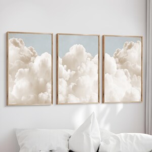 Cloud Wall Art Set of 3 Piece Wall Art, Dreamy Clouds Print, Moody ...