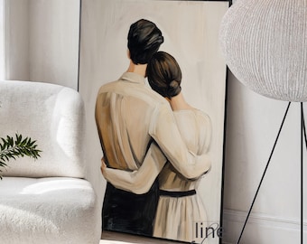 Abstract Couple Art Print: Romantic Eclectic Home Decor