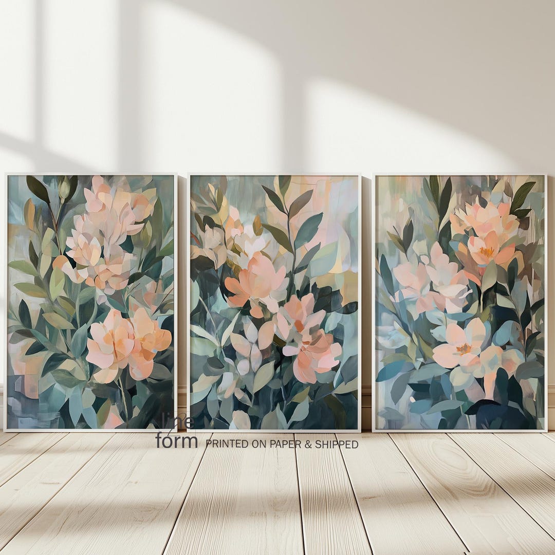 Pastel Floral Art Print Set of 3: Modern Oil Abstract Wall Decor - Etsy