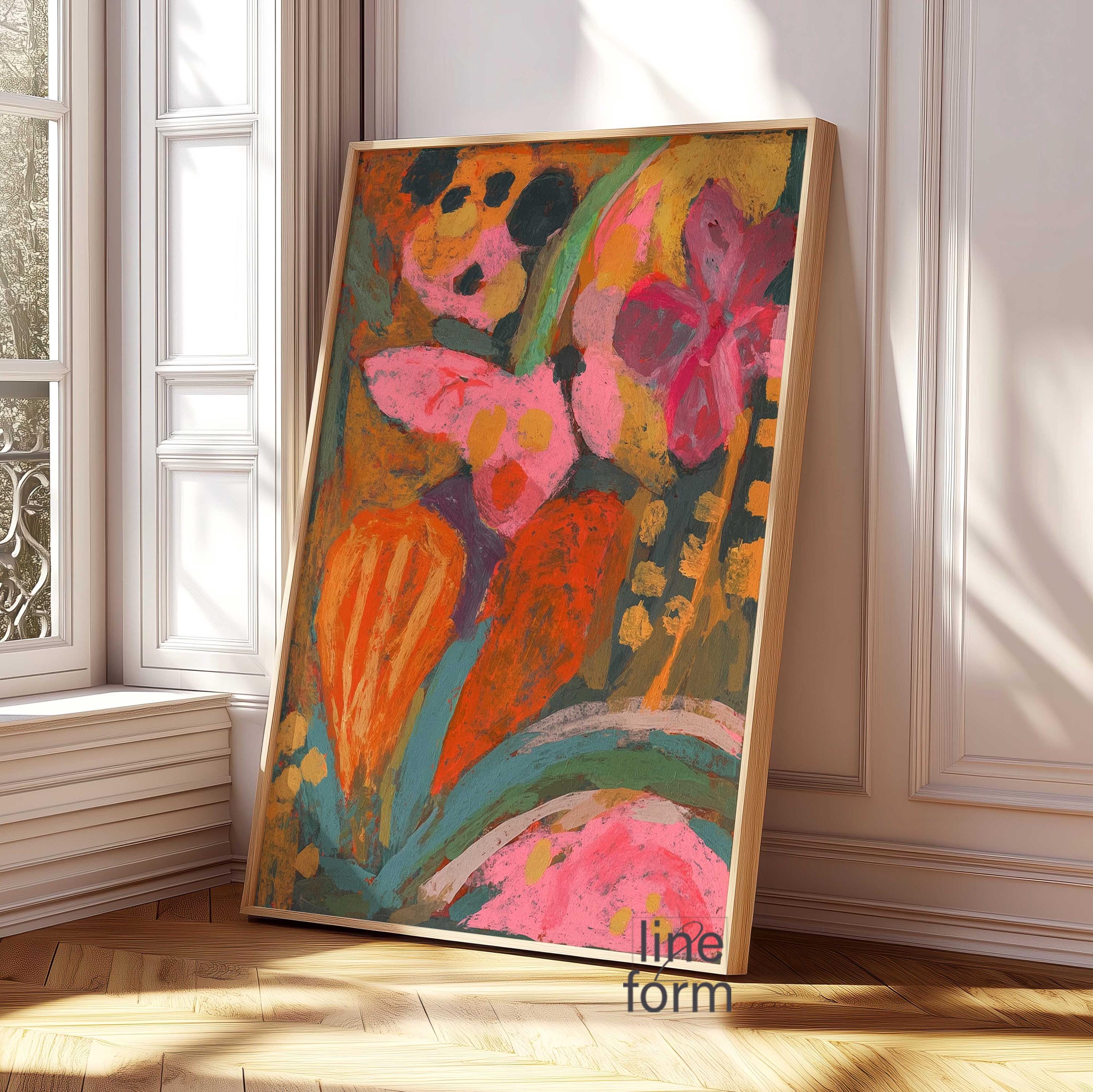 Abstract Floral Print Set of 2: Colorful Modern Art (unframed) - Etsy