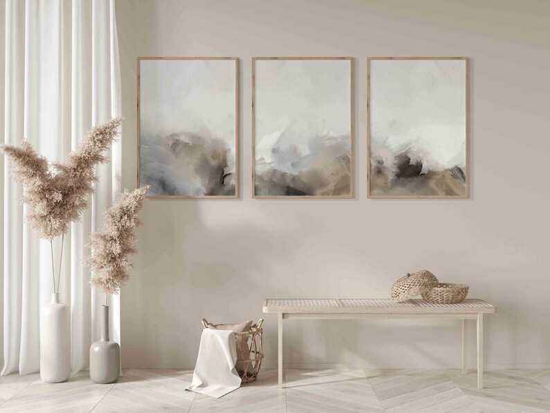 Neutral Earth Tones Landscape Painting Abstract Gallery Wall Etsy